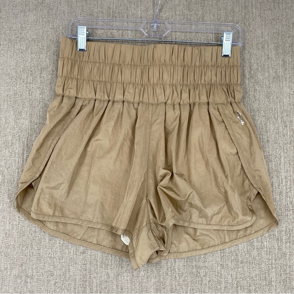 Free People FP Movement Way Home Shorts Pull On Smocked High Waist Running Large - Picture 1 of 14